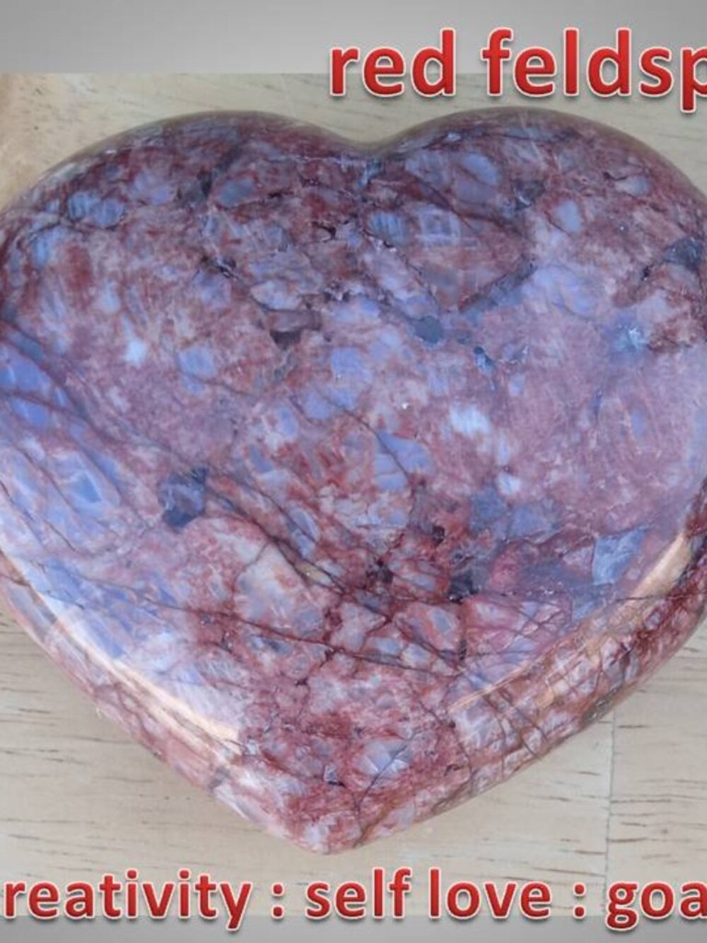 Red Feldspar rock stone crystal Heart 01 Creativity Goals